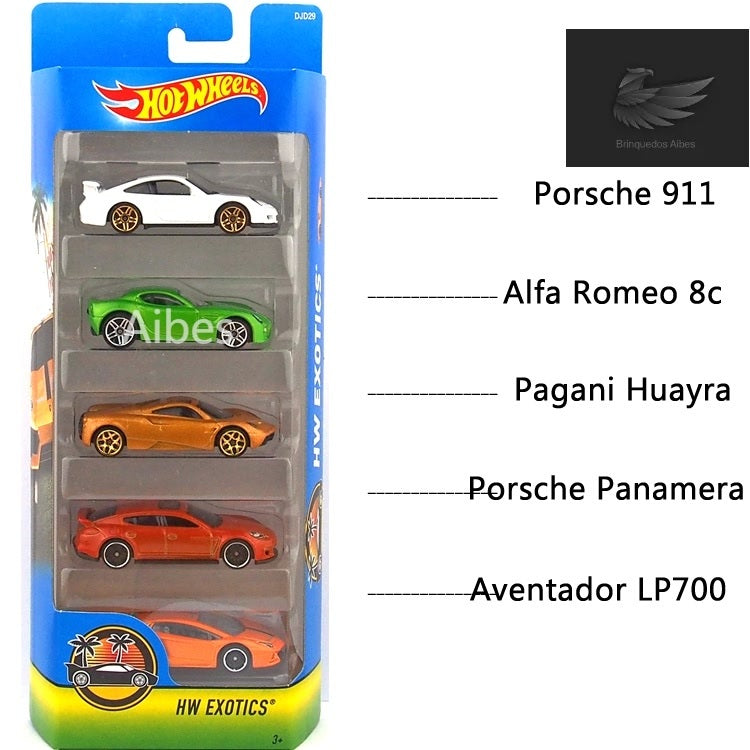 Kit Coleção com 5 Carrinhos mini Hot Wheels