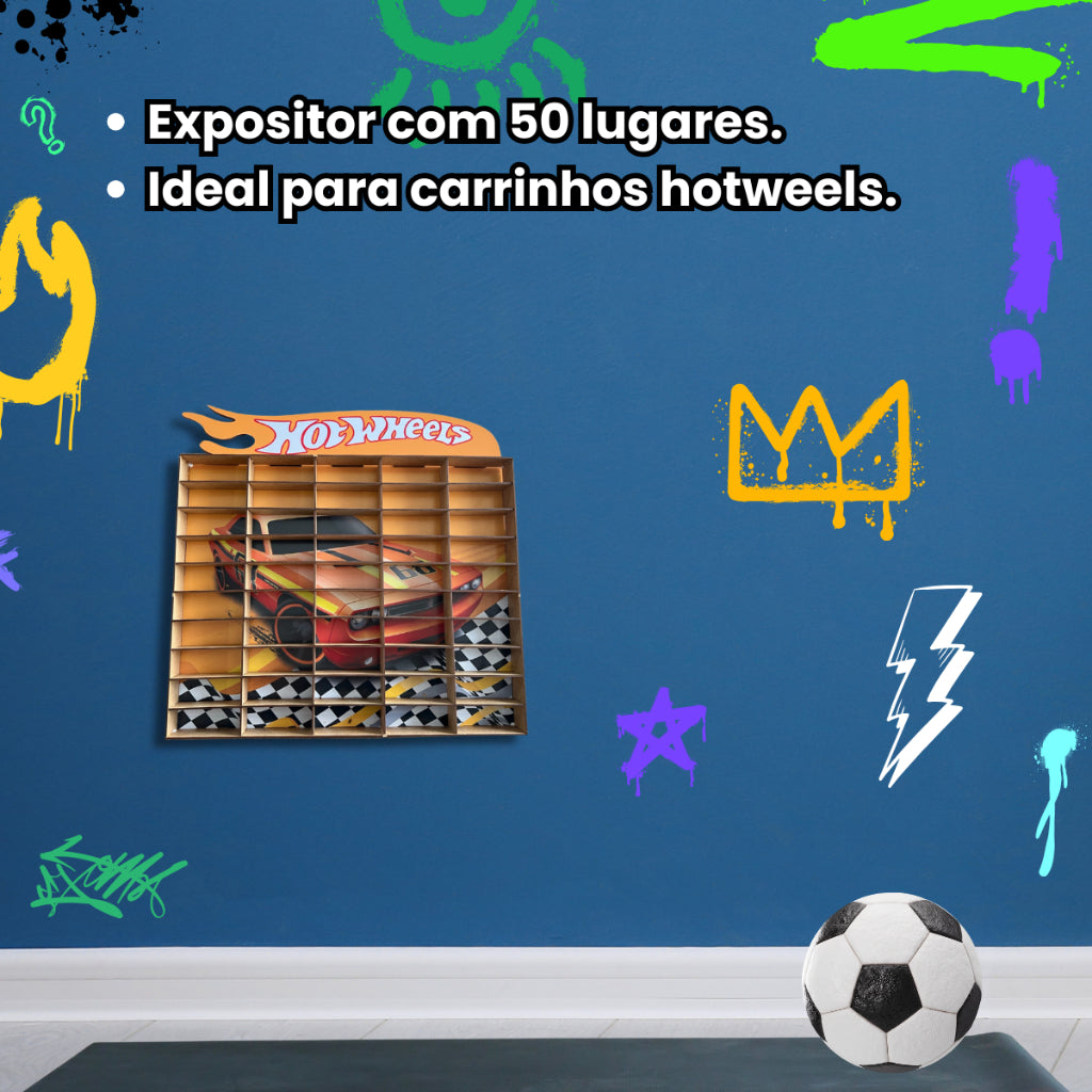 Estante Porta Hot Wheels Para 50 Carrinhos Mdf Adesivado